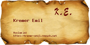 Kremer Emil névjegykártya
